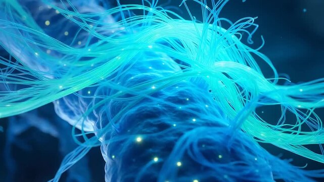 Fluorescent Neural Tripartite Synapse - Glia Cells Enveloping Pericytes on Capillary