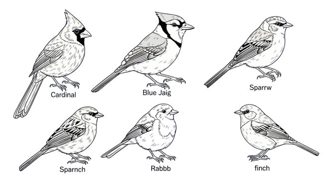Variety of Small Song Birds Species.