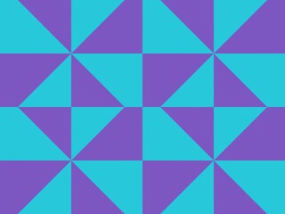 Obraz premium Geometric pattern of triangles in purple and teal. Symmetrical design creates a bold, modern visual effect. Suitable for backgrounds, digital projects, or graphic overlays