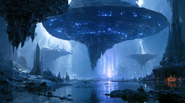 Frozen Cave Landscape With Ice