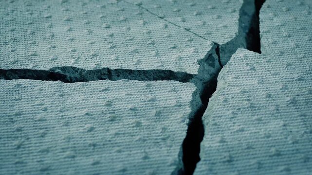 Cracked Concrete Ground Moving Shot
