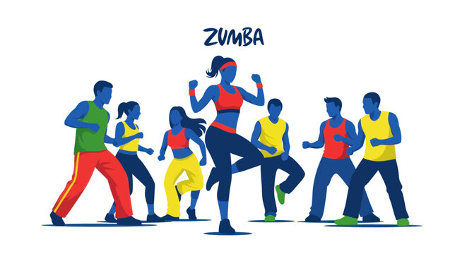 Group of people doing zumba dance.