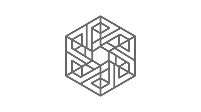 Impossible hexagon geometric knot paradox design.