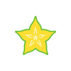 Obraz premium Starfruit slice tropical carambola graphic element frutas vector