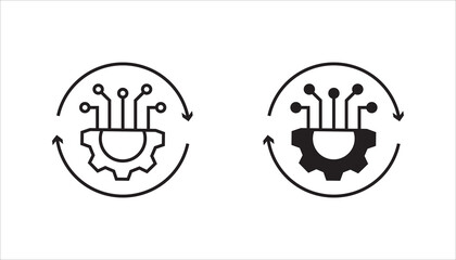 Obraz premium Minimal AI automation cycle line icon isolated on background. Ideal for artificial intelligence, machine learning, process automation, digital transformation, and smart technology concepts.