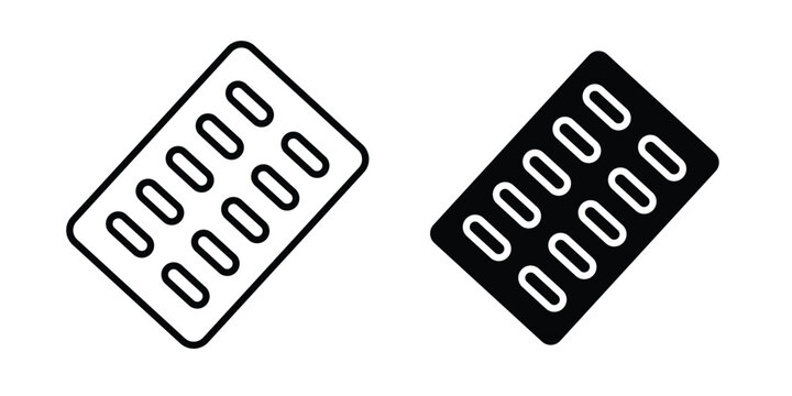 Blister drug vector. Simple flat symbol. editable strokesicon vector. Simple flat symbol. editable strokes