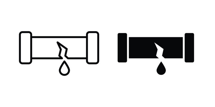 Broken pipe icon vector. Simple flat symbol. editable strokes