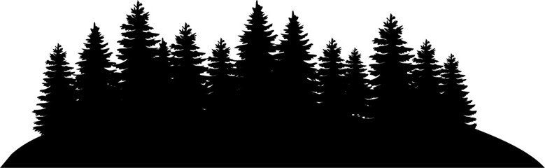 Obraz premium Forest Silhouette: Evergreen Trees on a Hill