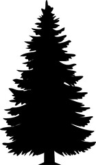 Obraz premium Evergreen Silhouette: Pine Tree Against White Background