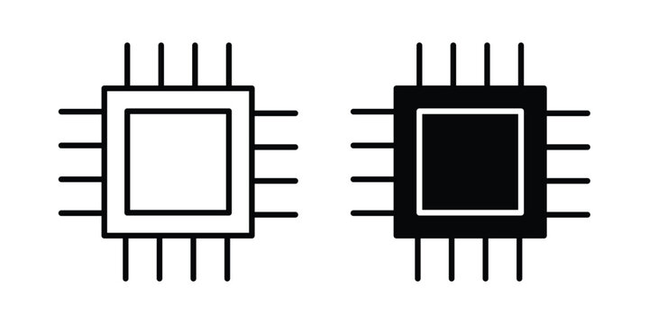 Chip icon vector. Simple flat symbol. editable strokes