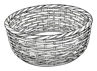 Obraz premium Woven storage basket minimalist line art illustration. Generative AI