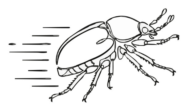 Flying goliath beetle minimalist line art icon. Generative AI