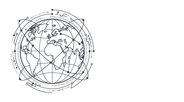 Global Network Connections: Digital Earth Orbiting with Binary Data Streams