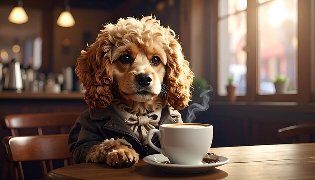 Dog at caf? table