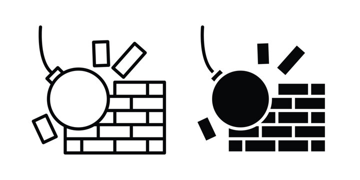 Demolition icon vector. Simple flat symbol. editable strokes