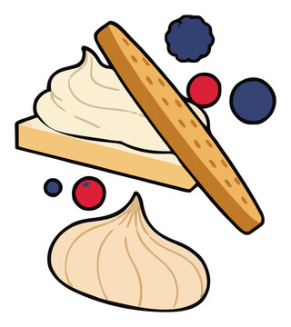 Pavlova dessert ingredients floating vector illustra.... Generative AI