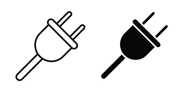 Electrical plug icon vector. Simple flat symbol. editable strokes