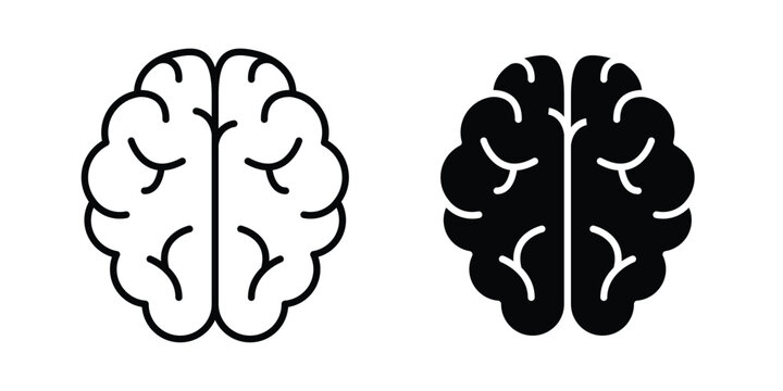 Human brain icon vector. Simple flat symbol. editable strokes