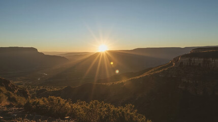 Obraz premium Sunrise valley canyon desert sunrise light travel landscape golden hour