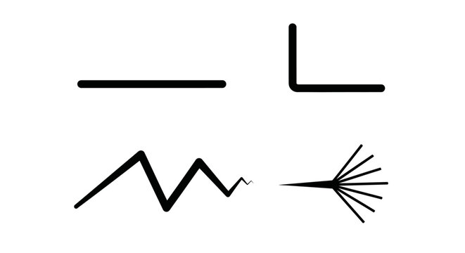 Abstract Line Graphics: Horizontal, L-Shape, Zigzag, and Radial Forms