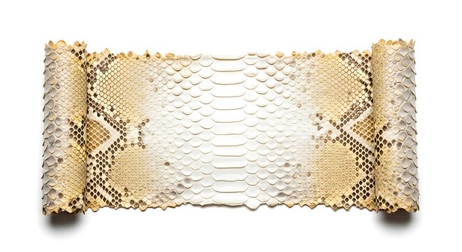 Natural python snake skin leather texture isolated on white background