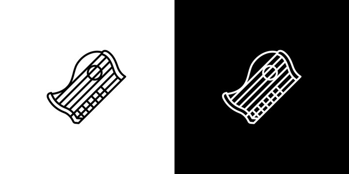 black and white illustration of zither icon