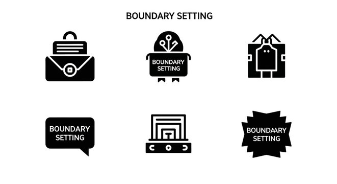 Boundary Setting Icons Set - Business, Limits, Rules, Control