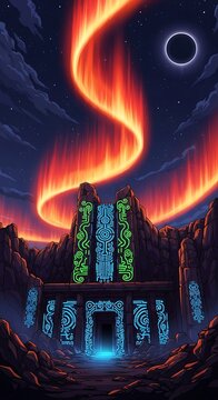 Aurora over Ancient Ruins. (170)