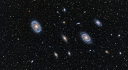 Fototapeta premium Distant Spiral Galaxies in Deep Space