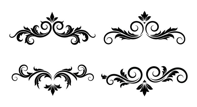 Elegant Flourish Ornaments - Vintage Decorative Swirls and Filigree Elements