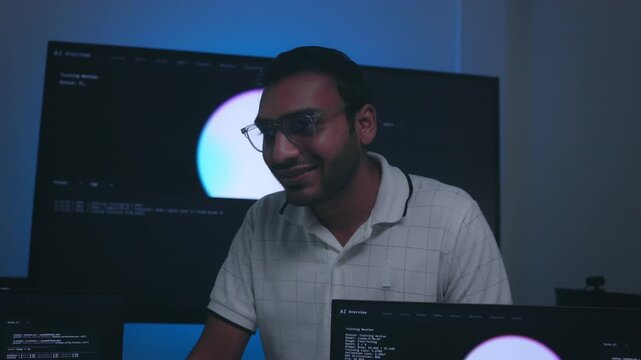 Smiling Man Listening During Tech Meeting