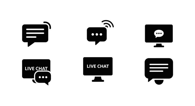 Live Chat Icons: Communication, Support, and Messaging Concepts