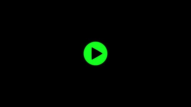 Simple green play button icon on a black background for media playback and streaming services
