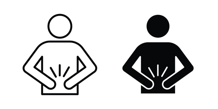 Stomachache icon vector. Simple flat symbol. editable strokes