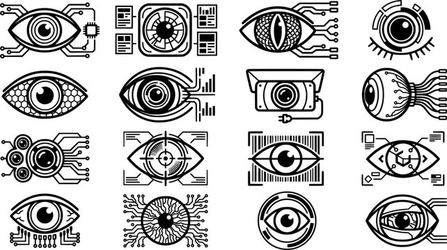 Mystic Eye Vector Icon Set &ndash; Evil Eye, Occult Symbols, Vision, Spiritual Protection and Abstract Eye Line Art Collection