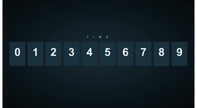 Digital countdown timer interface with flipping animation