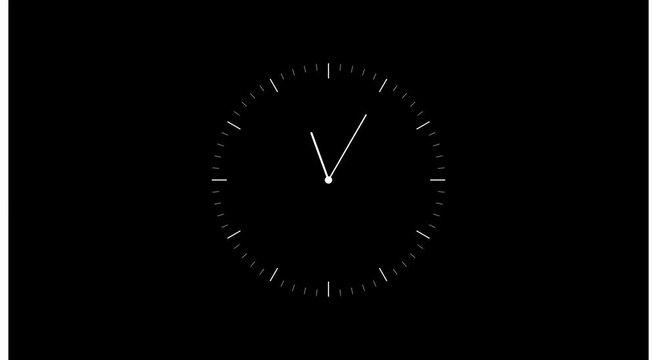 Minimalist analog clock face ticking time animation