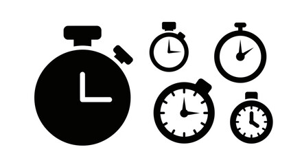 Fototapeta premium Stopwatch Icons Set, Time Measurement, Chronometer Collection