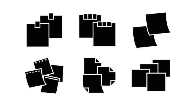 Sticky Notes Icon Set - Black Silhouette Collections