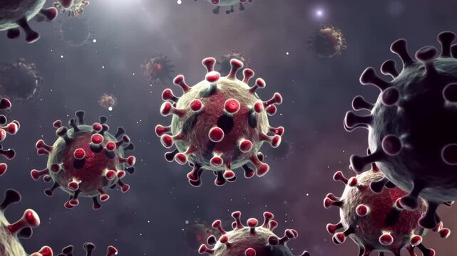 Sarscov2 virus particles illustration for medical presentations, educational materials, scientific research, articles, and health awareness campaigns. Infection visual aid.