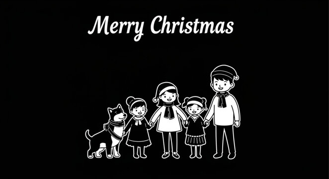 family on a blackboard