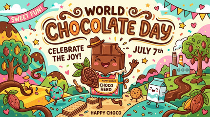 Obraz premium World Chocolate Day, chocolate celebration, sweet treats, dessert illustration