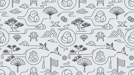 Seamless asian cultural motif design background korean pattern with cultural traditional seamless