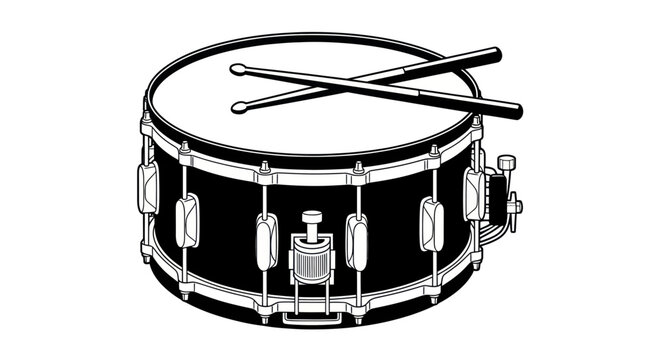 Black Snare Drum with Drumsticks.