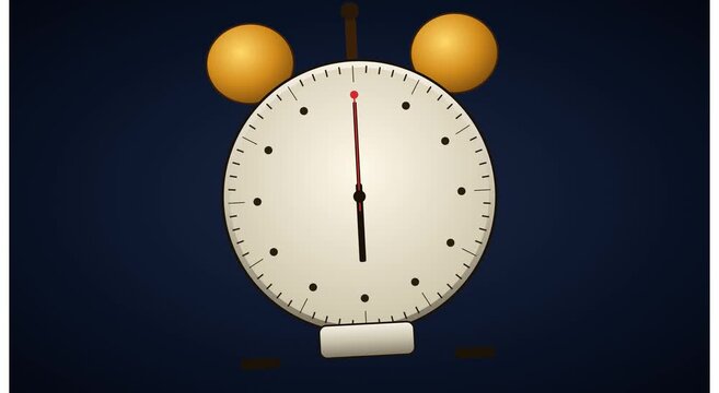 Animated alarm clock ticking time lapse motion animation