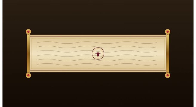 Animated ancient paper scroll with floral emblem animation