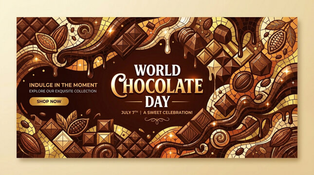 World Chocolate Day, chocolate celebration, sweet treats, brown background, food illustration