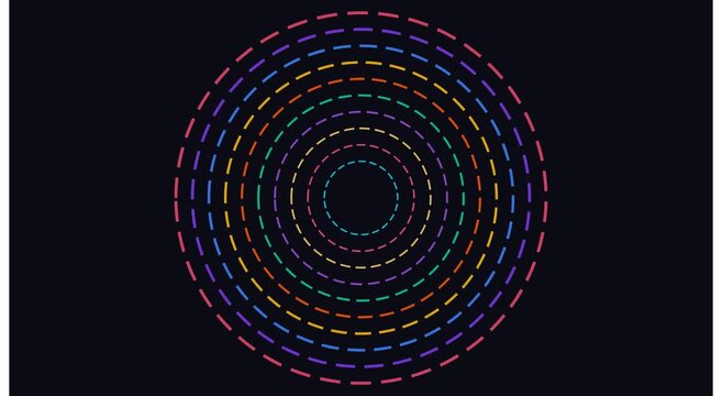 Colorful concentric dashed circles motion background animation