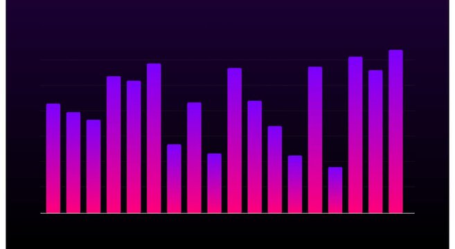 Dynamic neon audio spectrum equalizer bar graph animation