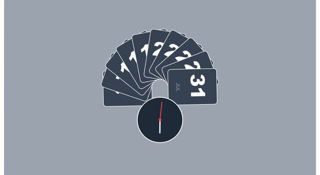 Fast calendar page flip animation with clock motion animation